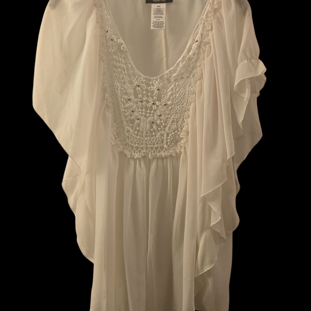 Style & Co. Cream Sleeve Blouse
